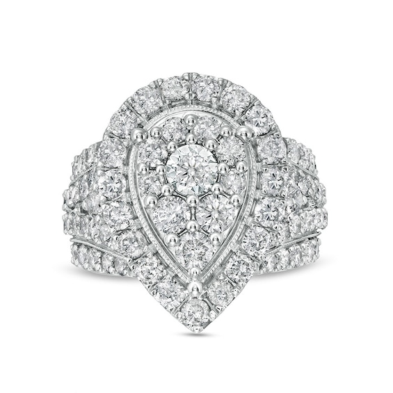Previously Owned - 4 CT. T.w. Composite Pear-Shaped Diamond Frame Vintage-Style Engagement Ring in 10K White Gold