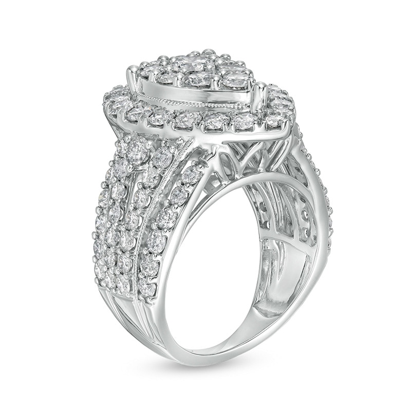 Main Image 3 of Previously Owned - 4 CT. T.W. Composite Pear-Shaped Diamond Frame Vintage-Style Engagement Ring in 10K White Gold