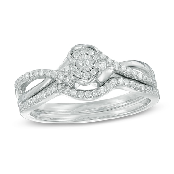 Previously Owned - 1/5 CT. T.w. Diamond Frame Bypass Bridal Set in 10K White Gold