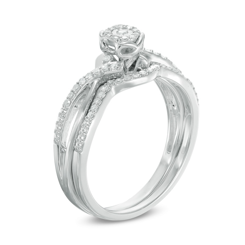 Main Image 2 of Previously Owned - 1/5 CT. T.W. Diamond Frame Bypass Bridal Set in 10K White Gold