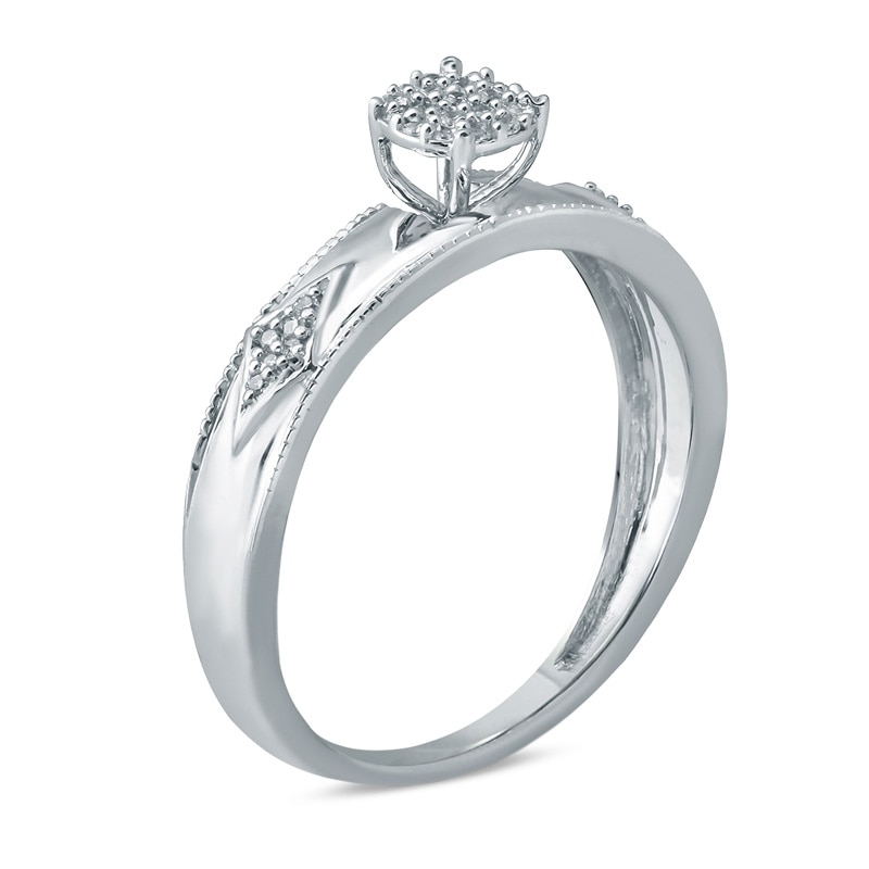Main Image 2 of Previously Owned - 1/10 CT. T.W. Composite Diamond Kite-Shaped Sides Engagement Ring in 10K White Gold