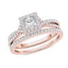 Thumbnail Image 1 of Previously Owned - 1 CT. T.W. Princess-Cut Diamond Frame Twist Bridal Set in 14K Rose Gold