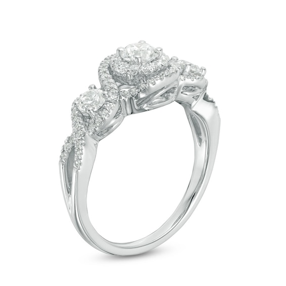 Previously Owned - 1 CT. T.w. Diamond Past Present FutureÂ® Frame Twist Engagement Ring in 14K White Gold