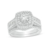 Thumbnail Image 1 of Previously Owned - 1 CT. T.W. Diamond Double Cushion Frame Multi-Row Bridal Set in 10K White Gold