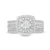 Thumbnail Image 4 of Previously Owned - 1 CT. T.W. Diamond Double Cushion Frame Multi-Row Bridal Set in 10K White Gold