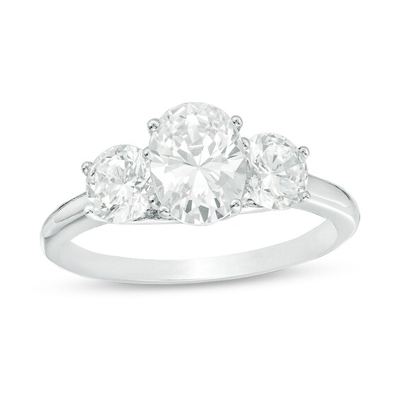 Previously Owned - 2 CT. T.w. Oval Diamond Past Present FutureÂ® Engagement Ring in 14K White Gold (I/I1)