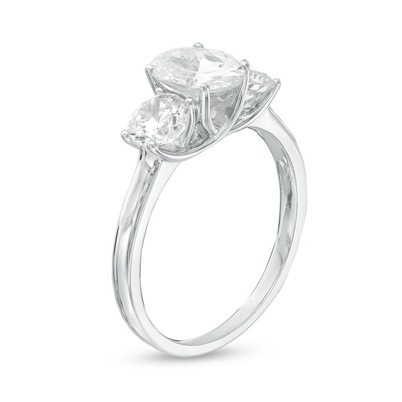 Previously Owned - 2 CT. T.w. Oval Diamond Past Present Future® Engagement Ring in 14K White Gold (I/I1)