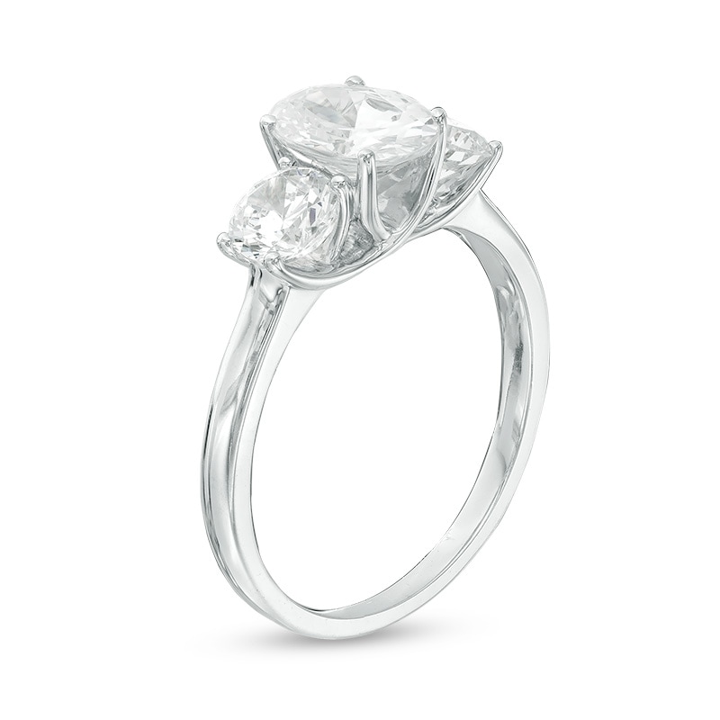 Main Image 3 of Previously Owned - 2 CT. T.W.  Oval Diamond Past Present Future® Engagement Ring in 14K White Gold (I/I1)