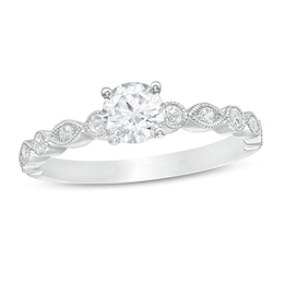 Previously Owned - 5/8 CT. T.W. Diamond Alternating Marquise and Circles Engagement Ring in 14K White Gold