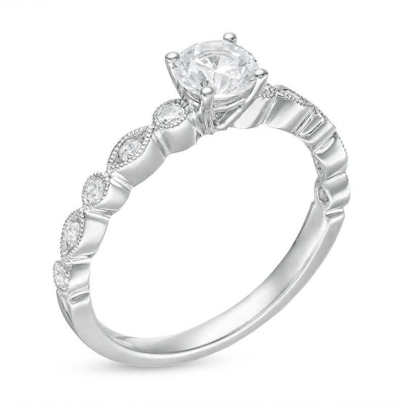 Main Image 3 of Previously Owned - 5/8 CT. T.W. Diamond Alternating Marquise and Circles Engagement Ring in 14K White Gold