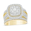 Thumbnail Image 1 of Previously Owned - 1-1/3 CT. T.W. Multi-Diamond Cushion Frame Vintage-Style Bridal Set in 10K Gold