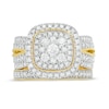 Thumbnail Image 4 of Previously Owned - 1-1/3 CT. T.W. Multi-Diamond Cushion Frame Vintage-Style Bridal Set in 10K Gold