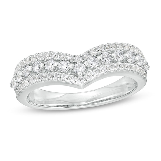 Previously Owned - 1/2 CT. T.w. Diamond Chevron Anniversary Band in 14K White Gold