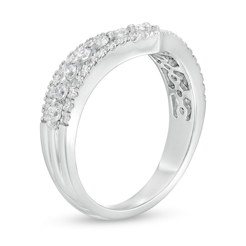 Main Image 3 of Previously Owned - 1/2 CT. T.W. Diamond Chevron Anniversary Band in 14K White Gold