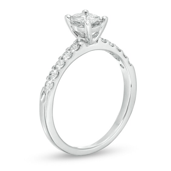 Previously Owned - 5/8 CT. T.w. Composite Diamond Cushion-Shaped Engagement Ring in 14K White Gold