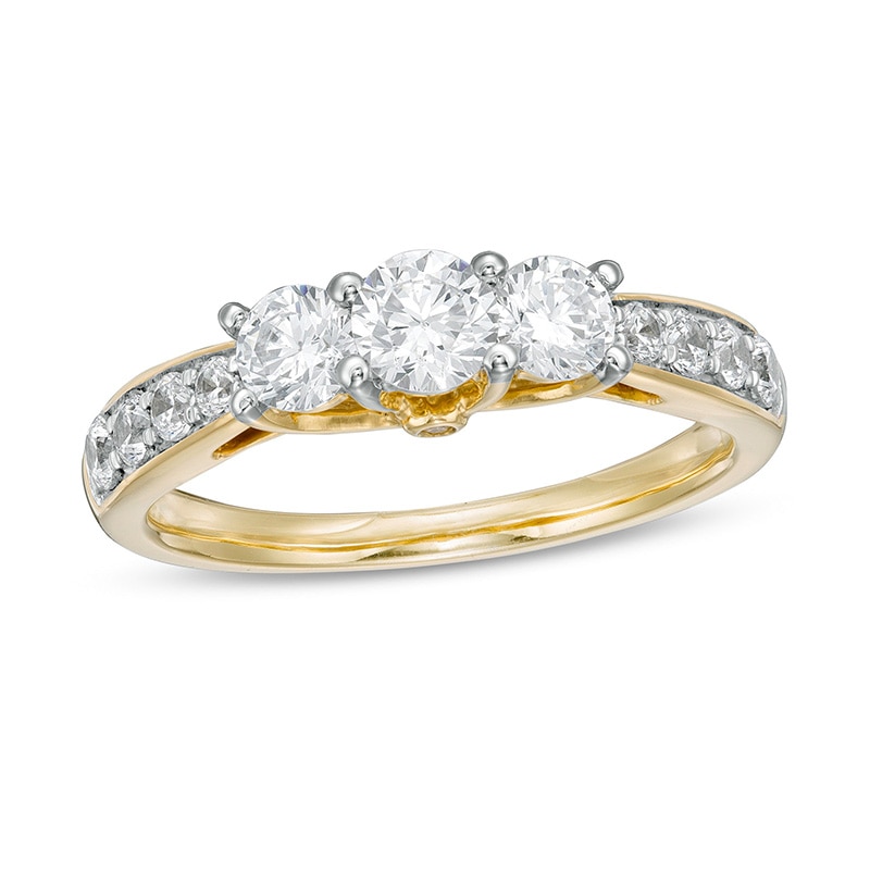 Main Image 1 of Previously Owned - 1 CT. T.W. Diamond Past Present Future® Engagement Ring in 10K Gold