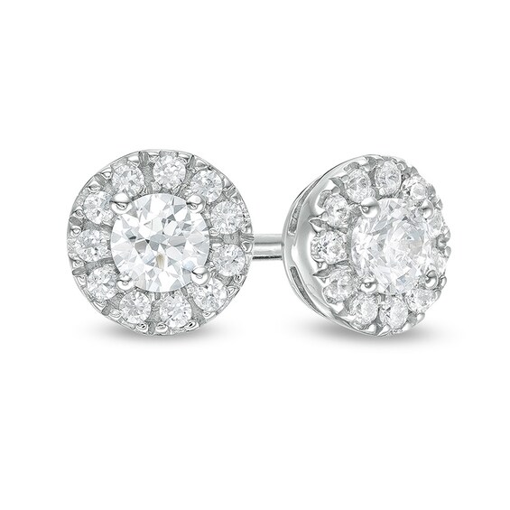 Previously Owned - 1/4 CT. T.w. Diamond Frame Stud Earrings in 14K White Gold (I/I2)