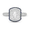 Thumbnail Image 4 of Previously Owned - Vera Wang Love Collection 1 CT. T.W. Diamond and Sapphire Frame Engagement Ring in 14K White Gold