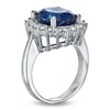 Thumbnail Image 2 of Previously Owned - Oval Blue Sapphire and 5/8 CT. T.W. Diamond Frame Engagement Ring in 14K White Gold