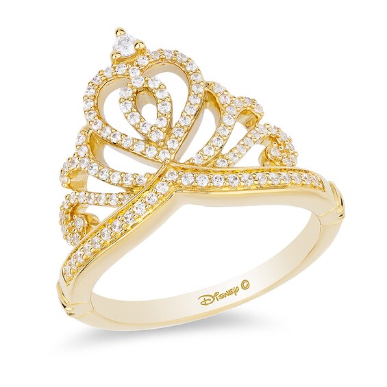 Previously Owned - Enchanted Disney Princess 1/3 CT. T.w. Diamond Heart-Top Tiara Ring in 10K Gold