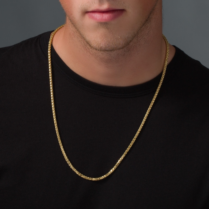 Main Image 2 of Previously Owned - Men's 3.15mm Diamond-Cut Franco Snake Chain Necklace in 14K Gold - 24"