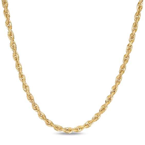 Previously Owned - Men's 3.85mm Diamond-Cut Glitter Rope Chain Necklace in 10K Gold - 24"