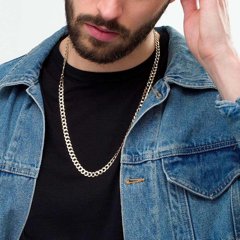 Main Image 2 of Previously Owned - Made in Italy Men's 7.0mm Curb Chain Necklace in 10K Gold - 26"