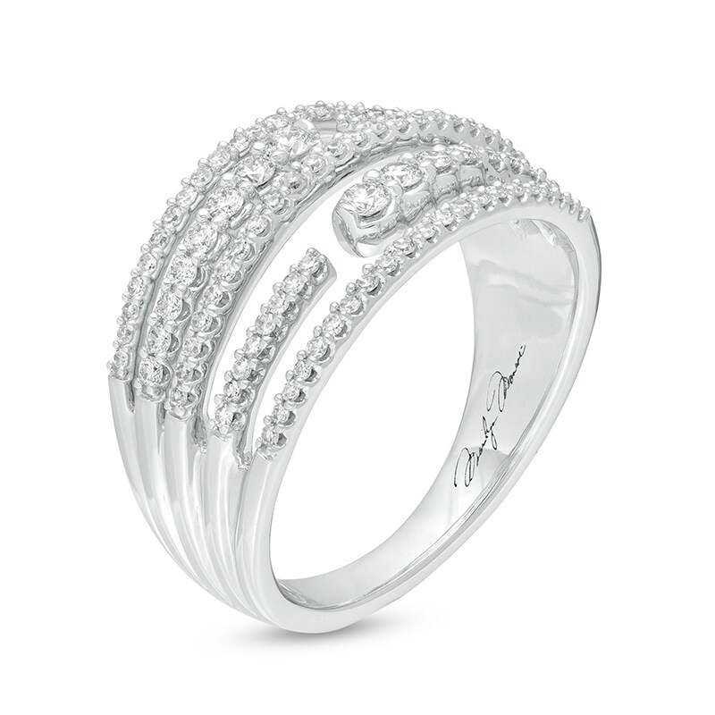 Main Image 2 of Previously Owned - Marilyn Monroe™ Collection 1/2 CT. T.W. Journey Diamond Multi-Row Ring in 10K White Gold