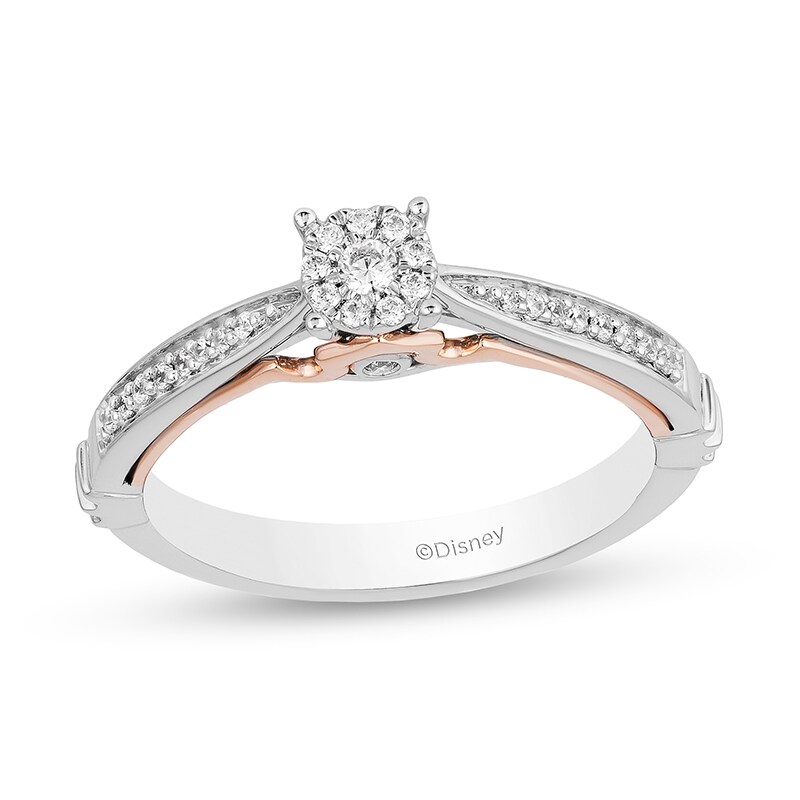Main Image 1 of Previously Owned - Enchanted Disney Aurora 1/6 CT. T.W. Diamond Promise Ring in 10K Two-Tone Gold