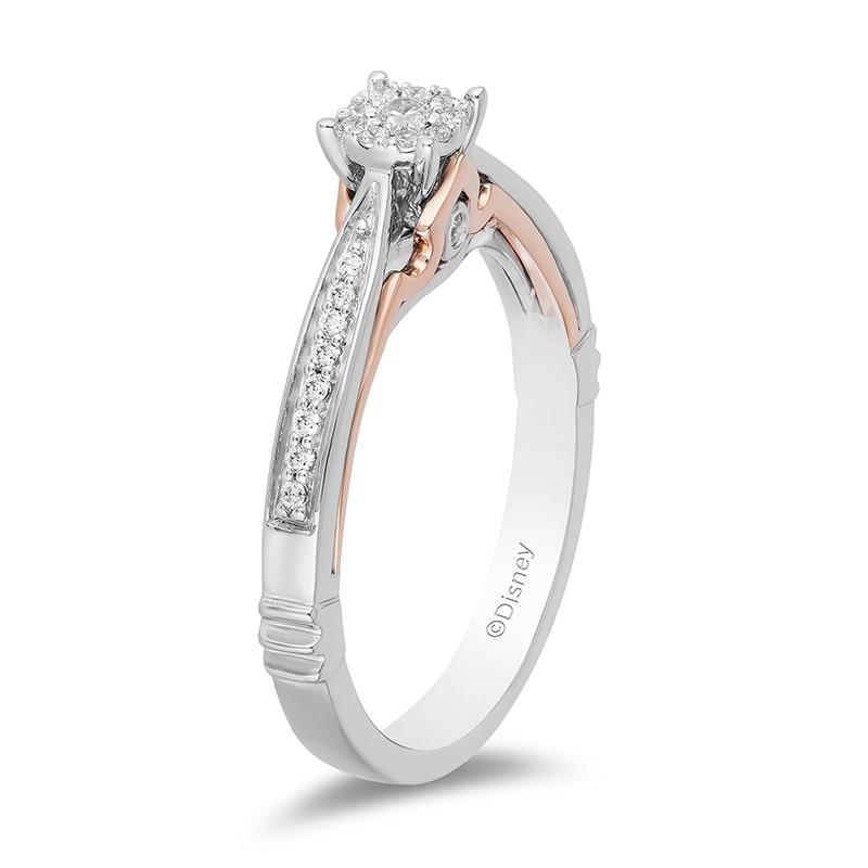 Main Image 2 of Previously Owned - Enchanted Disney Aurora 1/6 CT. T.W. Diamond Promise Ring in 10K Two-Tone Gold