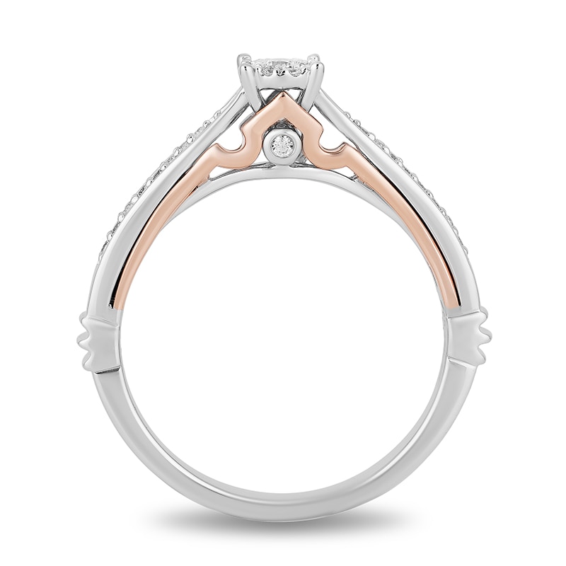 Main Image 4 of Previously Owned - Enchanted Disney Aurora 1/6 CT. T.W. Diamond Promise Ring in 10K Two-Tone Gold