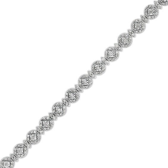 Previously Owned - 3 CT. T.w. Diamond Alternating Line Bracelet in 10K White Gold – 7.5"