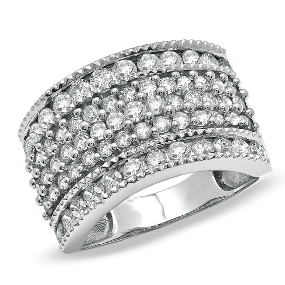 Previously Owned - 2 CT. T.w. Diamond Three Row Anniversary Band in 10K White Gold
