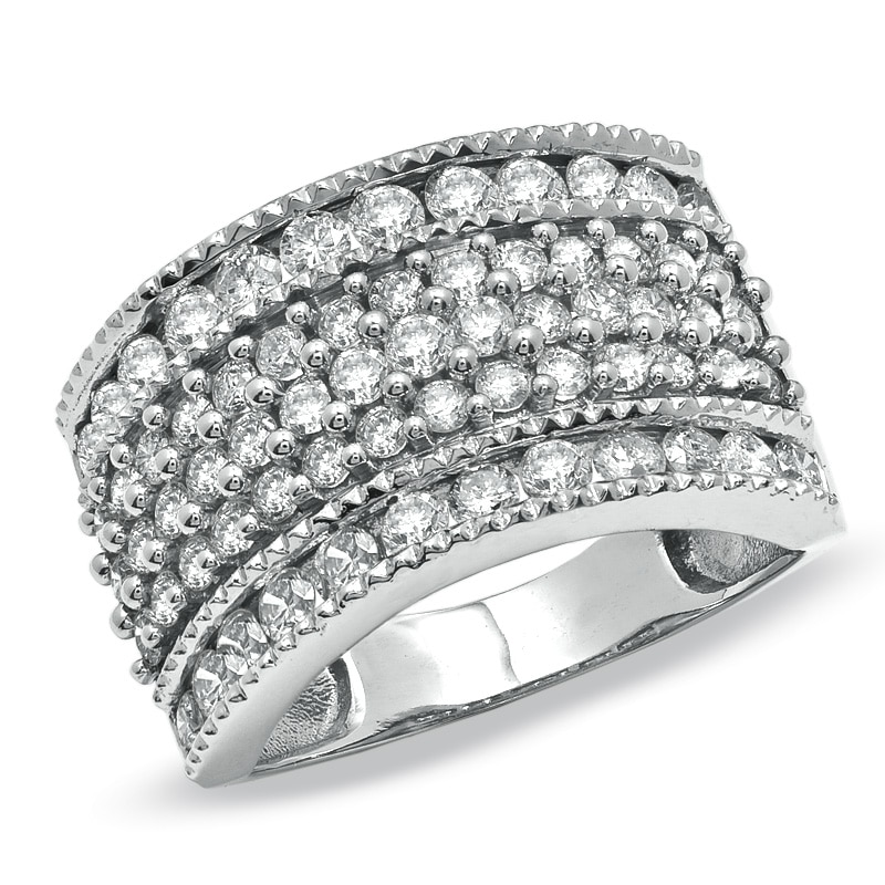 Main Image 1 of Previously Owned - 2 CT. T.W. Diamond Three Row Anniversary Band in 10K White Gold
