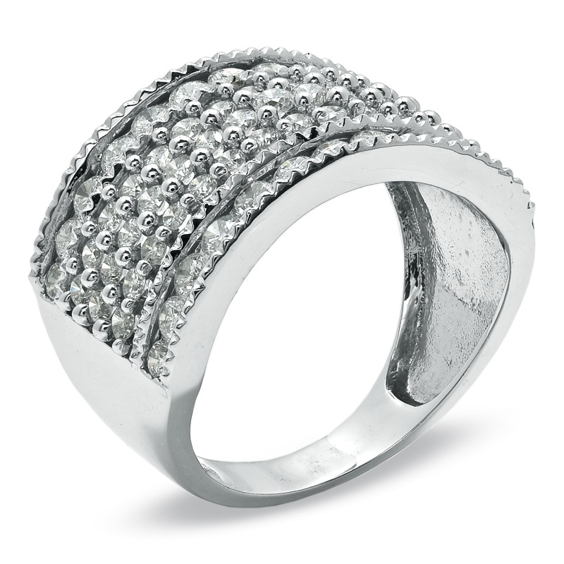 Main Image 2 of Previously Owned - 2 CT. T.W. Diamond Three Row Anniversary Band in 10K White Gold