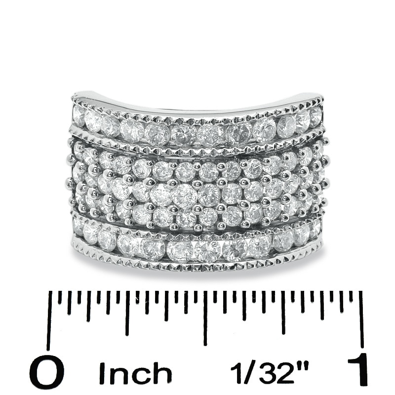 Main Image 3 of Previously Owned - 2 CT. T.W. Diamond Three Row Anniversary Band in 10K White Gold