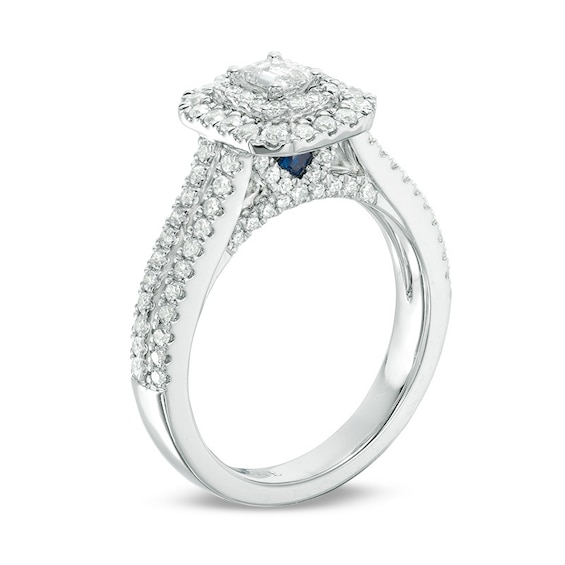 Previously Owned - Vera Wang Love Collection 1 CT. T.w. Emerald-Cut Diamond Frame Engagement Ring in 14K White Gold