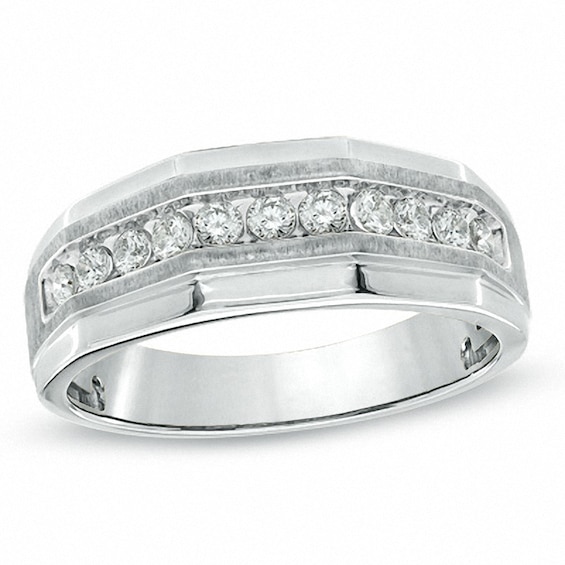 Previously Owned - Men's 5/8 CT. T.w. Diamond Satin Wedding Band in 10K White Gold