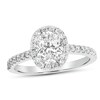 Thumbnail Image 1 of Previously Owned - 1 CT. T.W. Oval Diamond Frame Engagement Ring in Platinum (G/SI2)