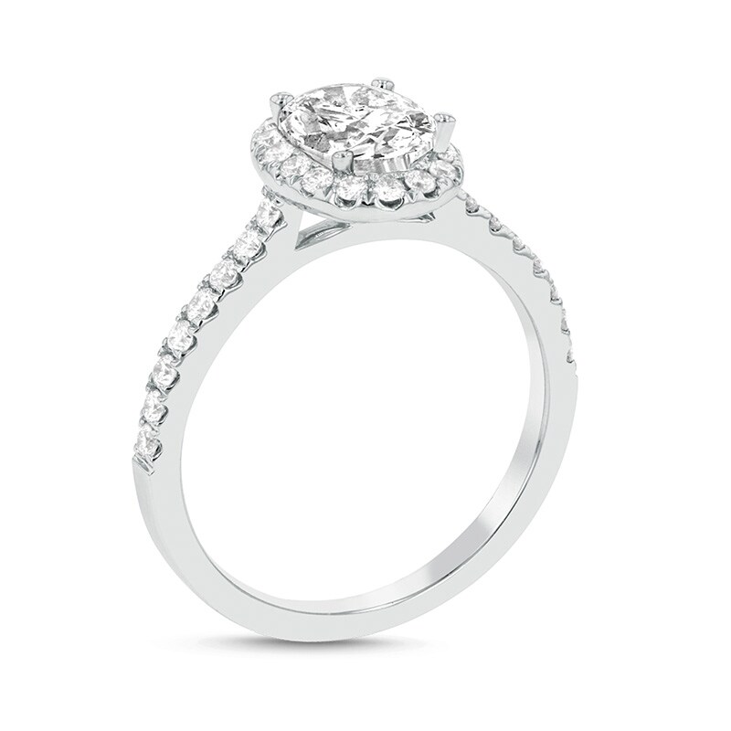 Main Image 2 of Previously Owned - 1 CT. T.W. Oval Diamond Frame Engagement Ring in Platinum (G/SI2)