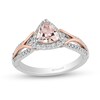 Thumbnail Image 1 of Previously Owned - Enchanted Disney Aurora Trillion-Cut Morganite and 1/4 CT. T.W. Diamond Ring in 14K Two-Tone Gold