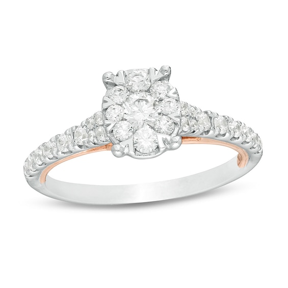 Previously Owned - 3/4 CT. T.w. Diamond Oval Frame Engagement Ring in 14K Two-Tone Gold