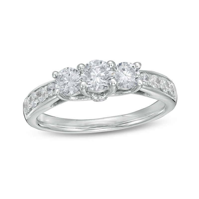 Main Image 1 of Previously Owned - 1 CT. T.W. Diamond Past Present Future® Engagement Ring in 10K White Gold