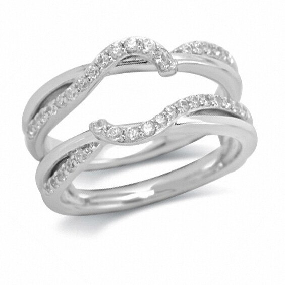 Previously Owned - 1/3 CT. T.w. Diamond Ribbon-Style Solitaire Enhancer in 14K White Gold