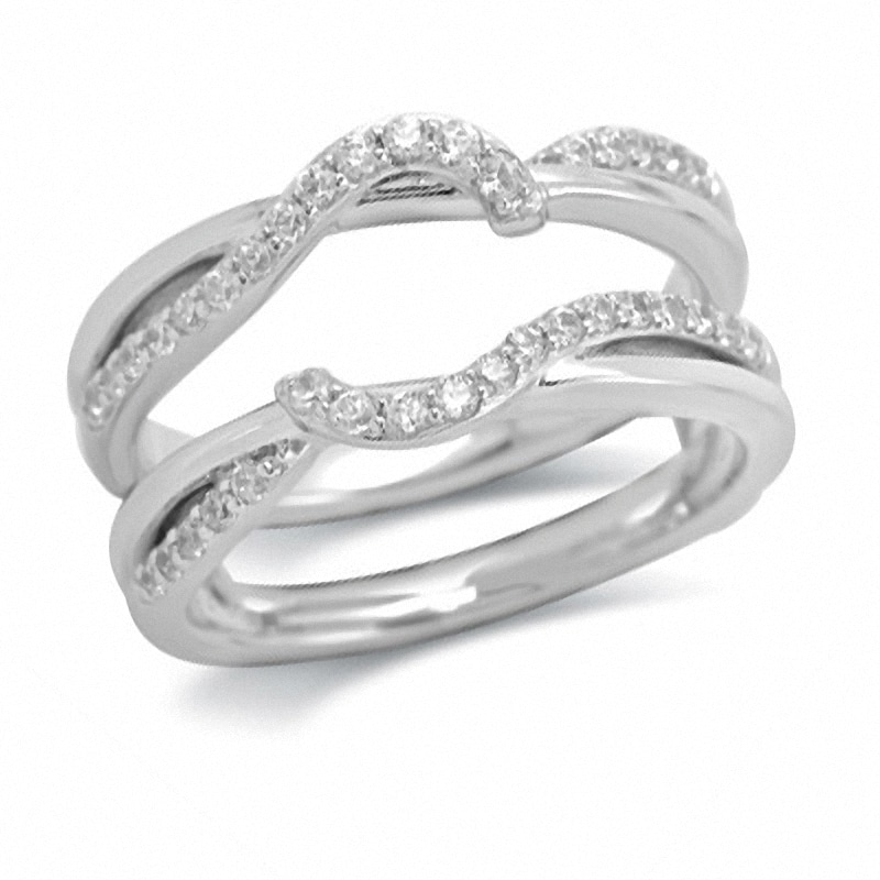 Main Image 1 of Previously Owned - 1/3 CT. T.W. Diamond Ribbon-Style Solitaire Enhancer in 14K White Gold