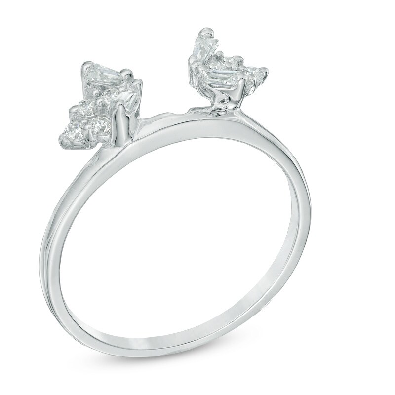 Main Image 2 of Previously Owned - 1/4 CT. T.W. Baguette and Round Diamond Solitaire Enhancer in 10K White Gold