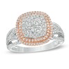Thumbnail Image 1 of Previously Owned - 1 CT. T.W. Diamond Cluster Frame Ring in 10K Two-Tone Gold