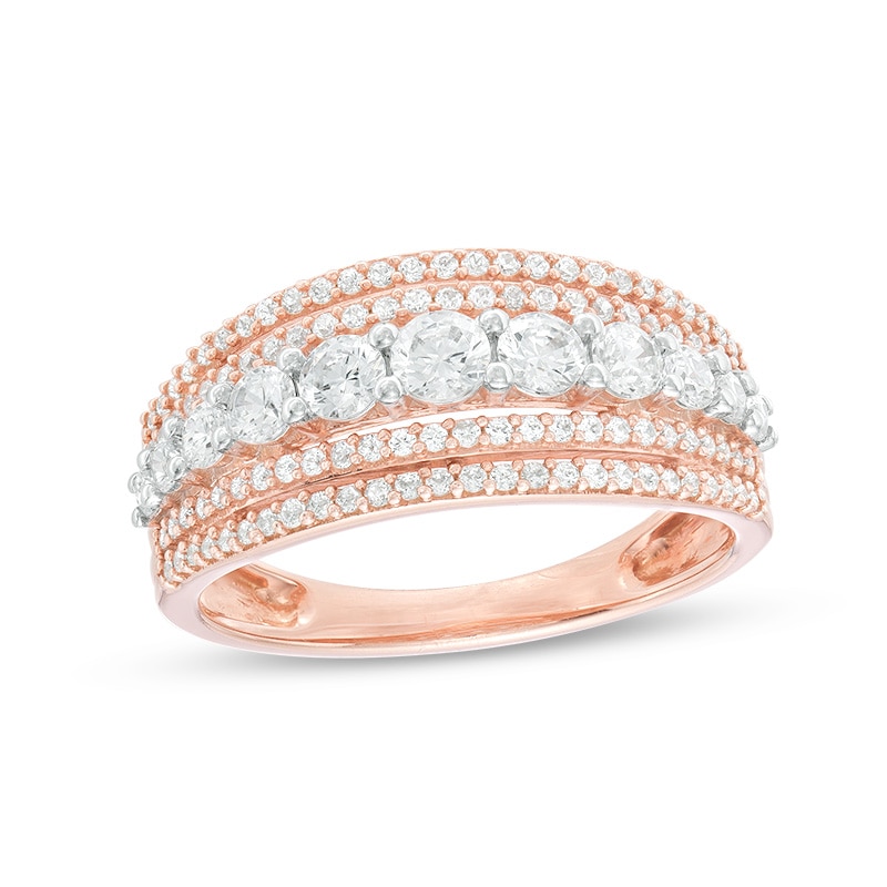 Main Image 1 of Previously Owned - 1 CT. T.W. Diamond Multi-Row Ring in 10K Rose Gold
