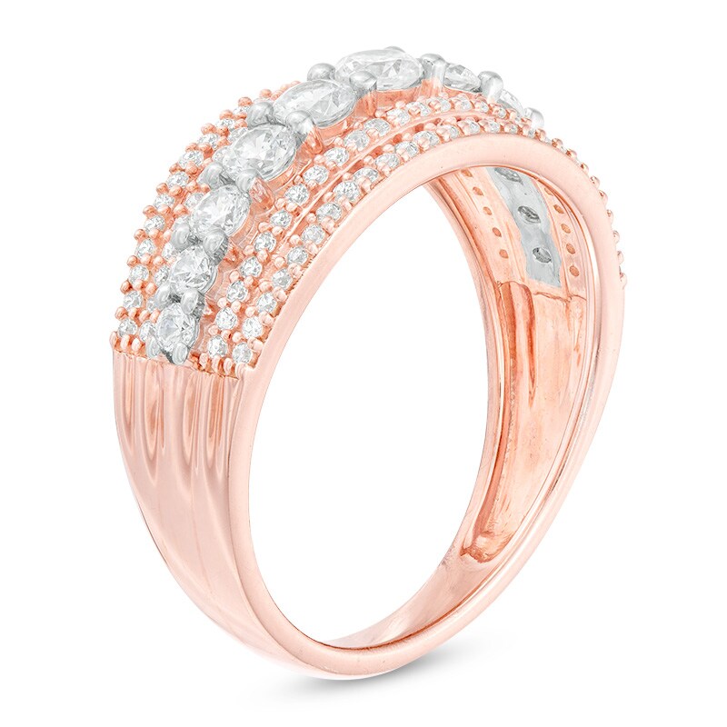Main Image 2 of Previously Owned - 1 CT. T.W. Diamond Multi-Row Ring in 10K Rose Gold