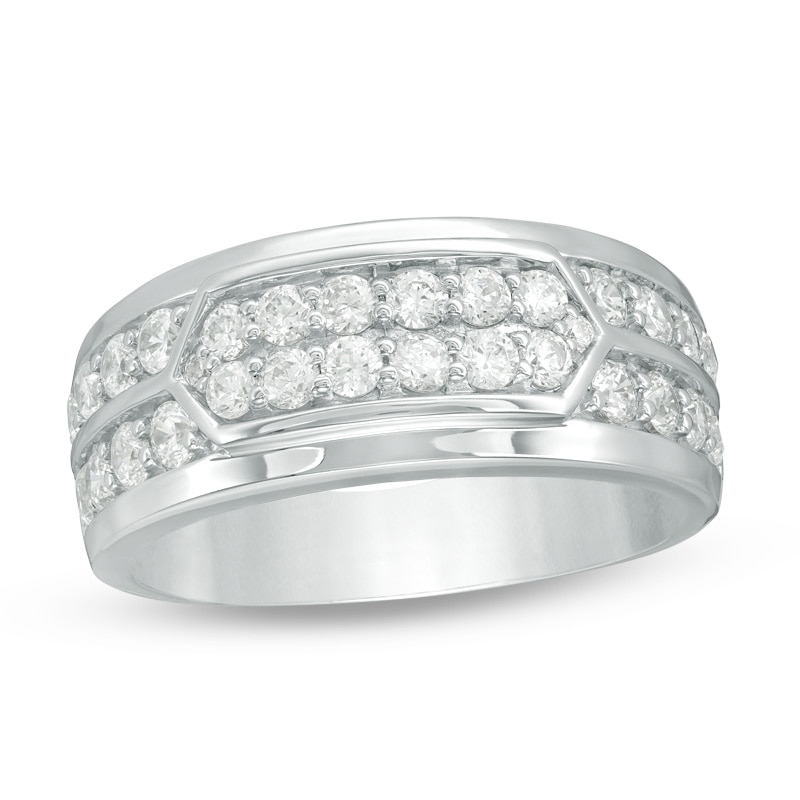 Main Image 1 of Previously Owned - 1-1/2 CT. T.W. Diamond Elongated Hexagon Ring in 10K White Gold